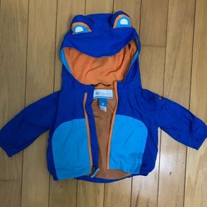 Columbia frog themed lined windbreaker, infant 3-6 months